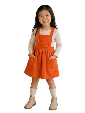 Wonder Nation Girls 3T Corduroy Overall Dress with 2 Pockets Burnt Orange Fall